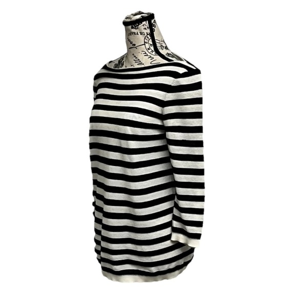 LOFT Striped Boat Neck Cotton Knit Top XS Nautical Sailor Preppy Coastal tunic - Picture 3 of 9